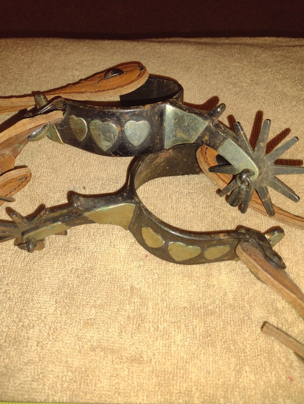 Ranchman Black Satin Silver Mounted Heart Spurs